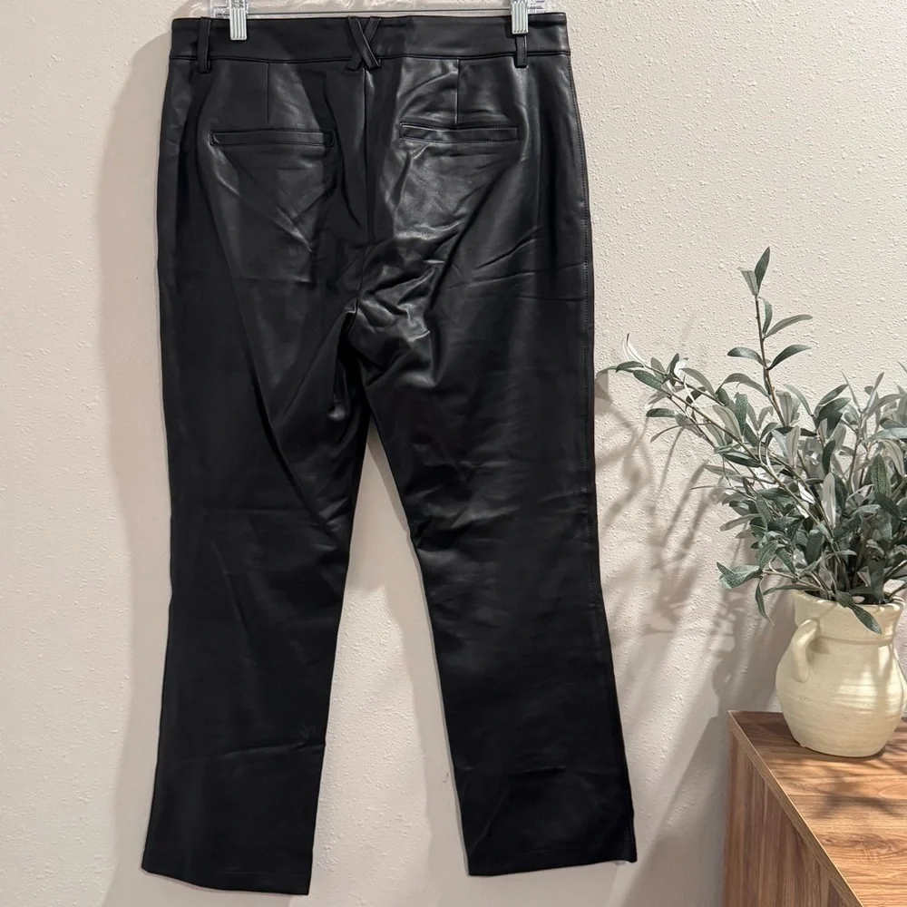 Maeve By Anthropologie Black Size 30 Cropped Wide Leg Faux Leather Pant Stretch - Picture 2 of 7